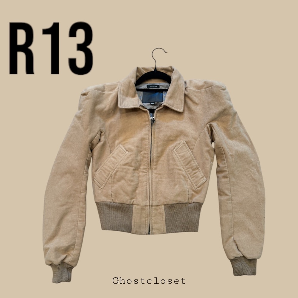 EUC actually never worn R13 tan suede strong shoulder jacket-  xs